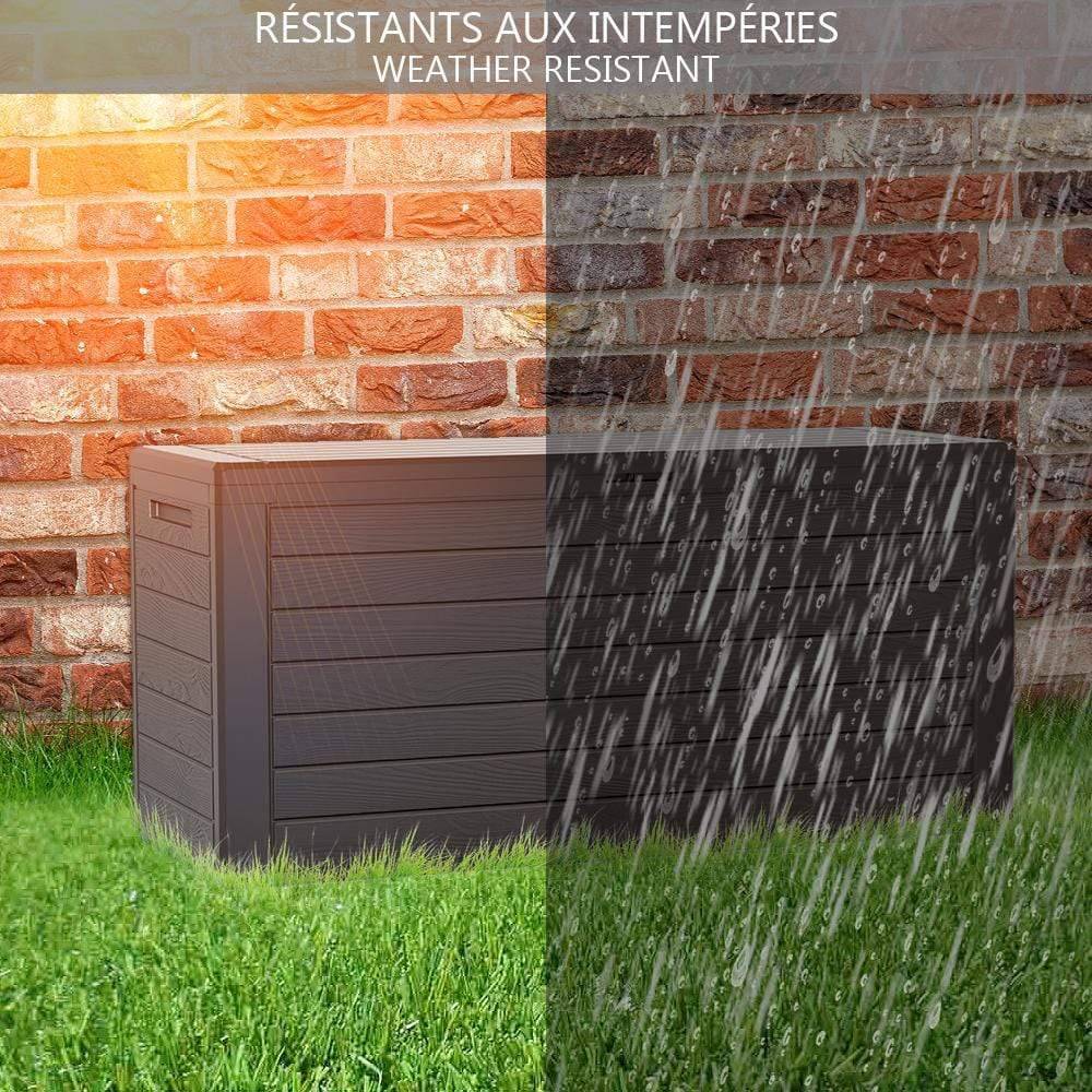 Vounot - Coffre de Rangement Exterieur 280L en PP 116x44x55CM Style Bois Marron - Image 7