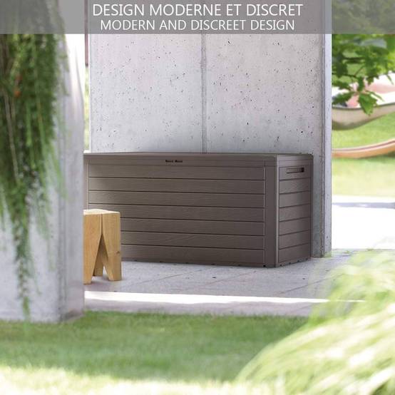 Vounot - Coffre de Rangement Exterieur 280L en PP 116x44x55CM Style Bois Marron - Image 3