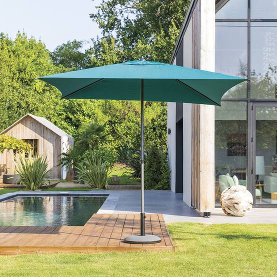 Hesperide - Parasol droit carré "Soya" bleu canard D2,5x2,5m en acier Hespéride - Image 1