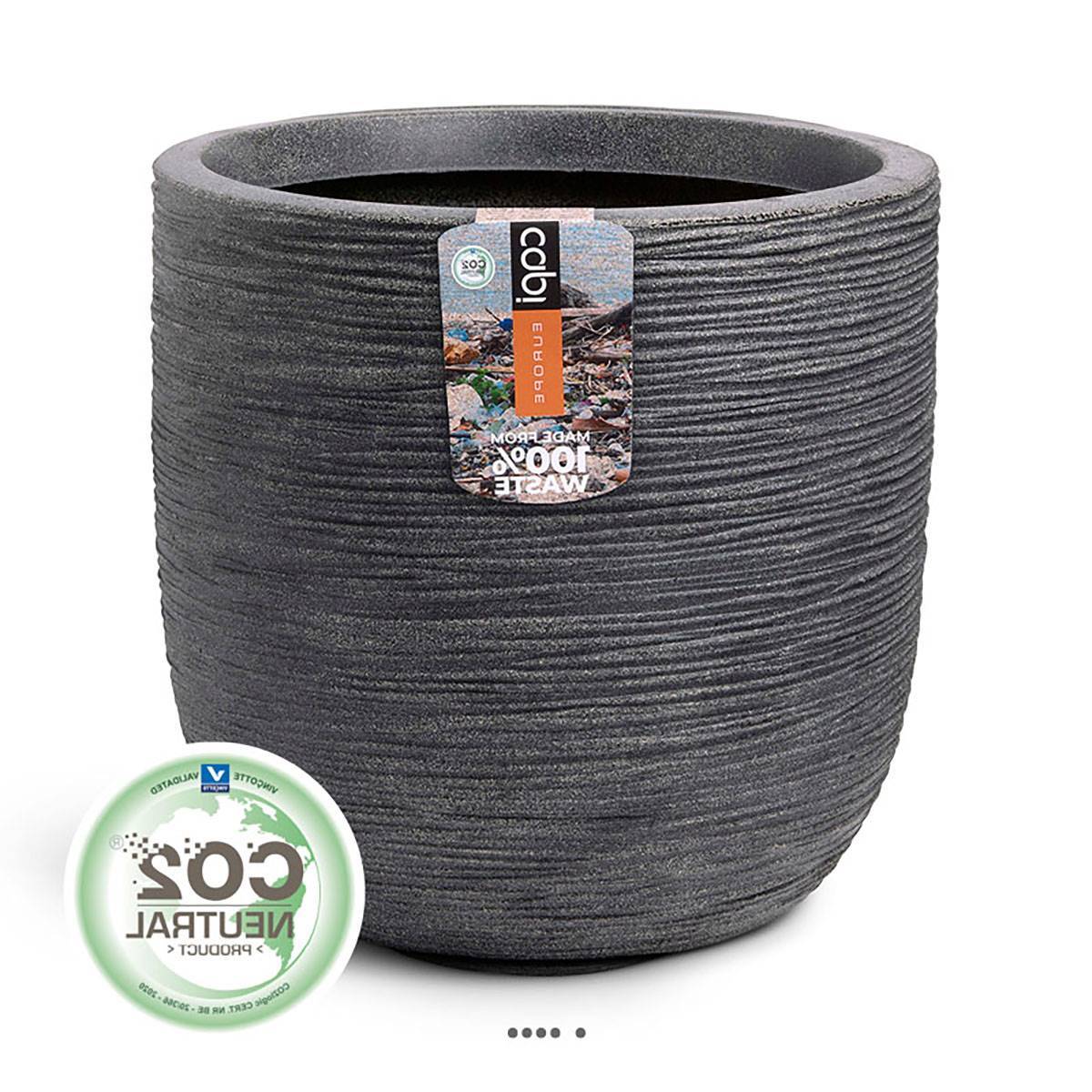 Artificielles - Pot eggpot élégant en matière synthétique recyclable H 34 cm D35 cm Gris anthracite - dimhaut: H 34 cm - couleur: Gris anthracite - Imagen 1