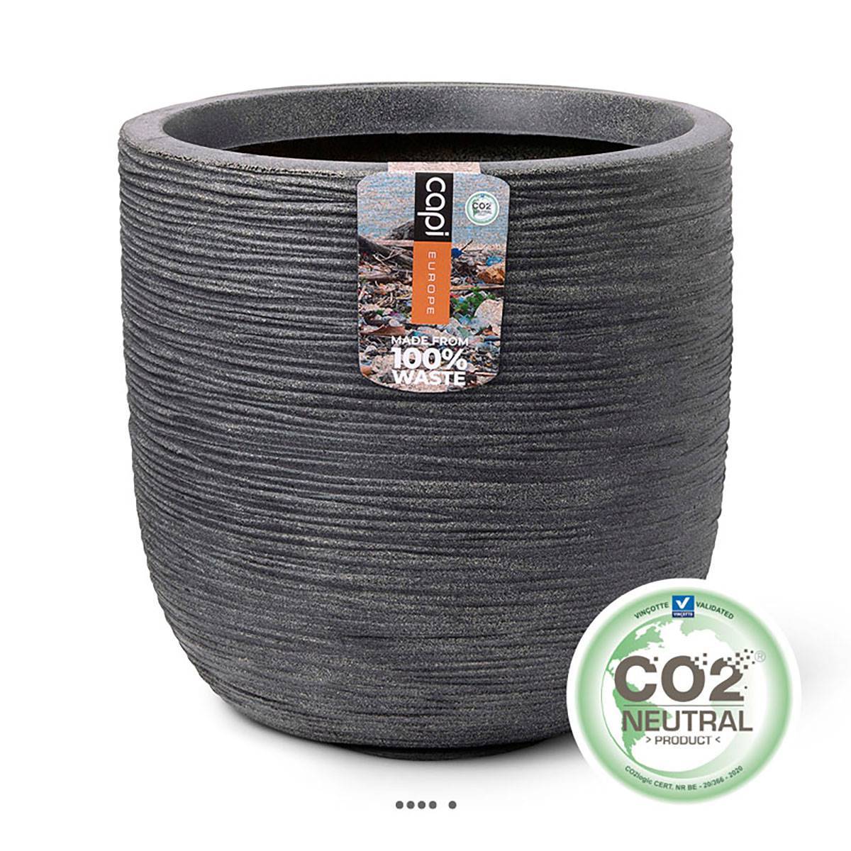 Artificielles - Pot eggpot élégant en matière synthétique recyclable H 34 cm D35 cm Gris anthracite - dimhaut: H 34 cm - couleur: Gris anthracite - Imagen 2