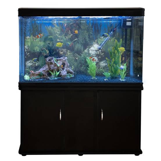 Monstershop - Aquarium à bords Noir avec Meuble NOIR et Gravier Bleu - Image 1