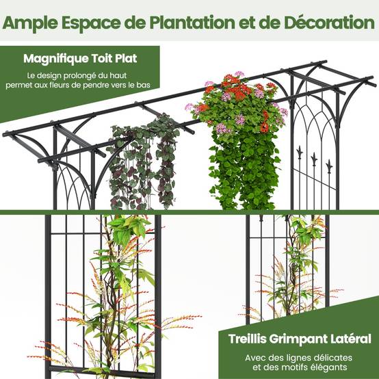 Arche de Jardin Métal Arceau à Rosiers en Treillis Extérieur 205x52x206CM noir - Image 6