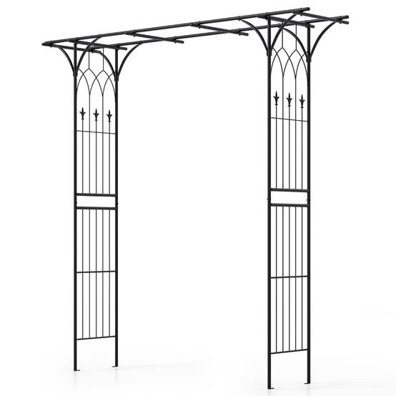 Arche de Jardin Métal Arceau à Rosiers en Treillis Extérieur 205x52x206CM noir - Image 1