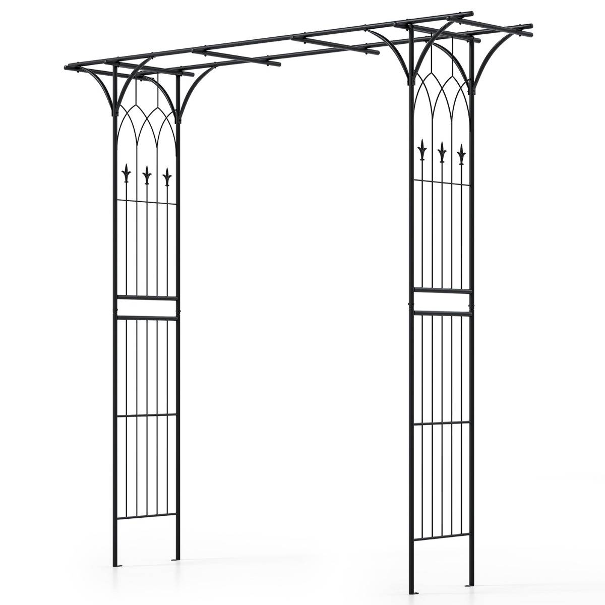 Arche de Jardin Métal Arceau à Rosiers en Treillis Extérieur 205x52x206CM noir - Image 1
