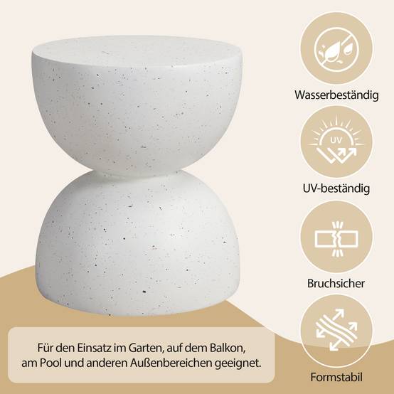 Table d'appoint ronde extérieure en oxyde de magnésium pour jardin balcon Ø39,5cm Terrazzo Blanc - ComfortXL Outdoor Living - Image 7