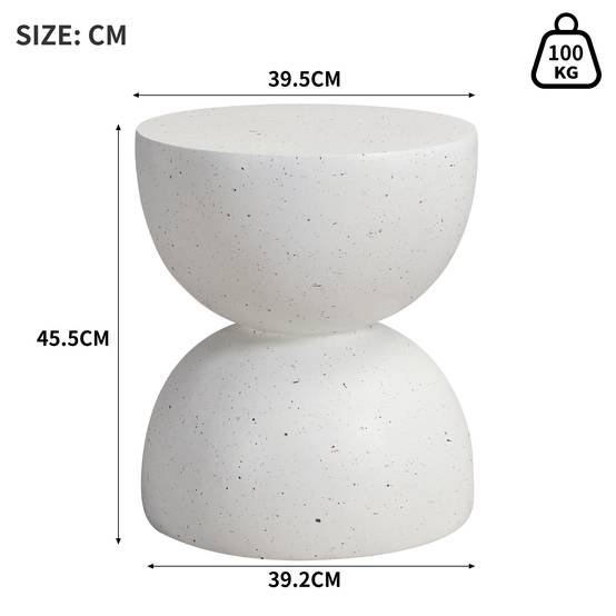 Table d'appoint ronde extérieure en oxyde de magnésium pour jardin balcon Ø39,5cm Terrazzo Blanc - ComfortXL Outdoor Living - Image 6