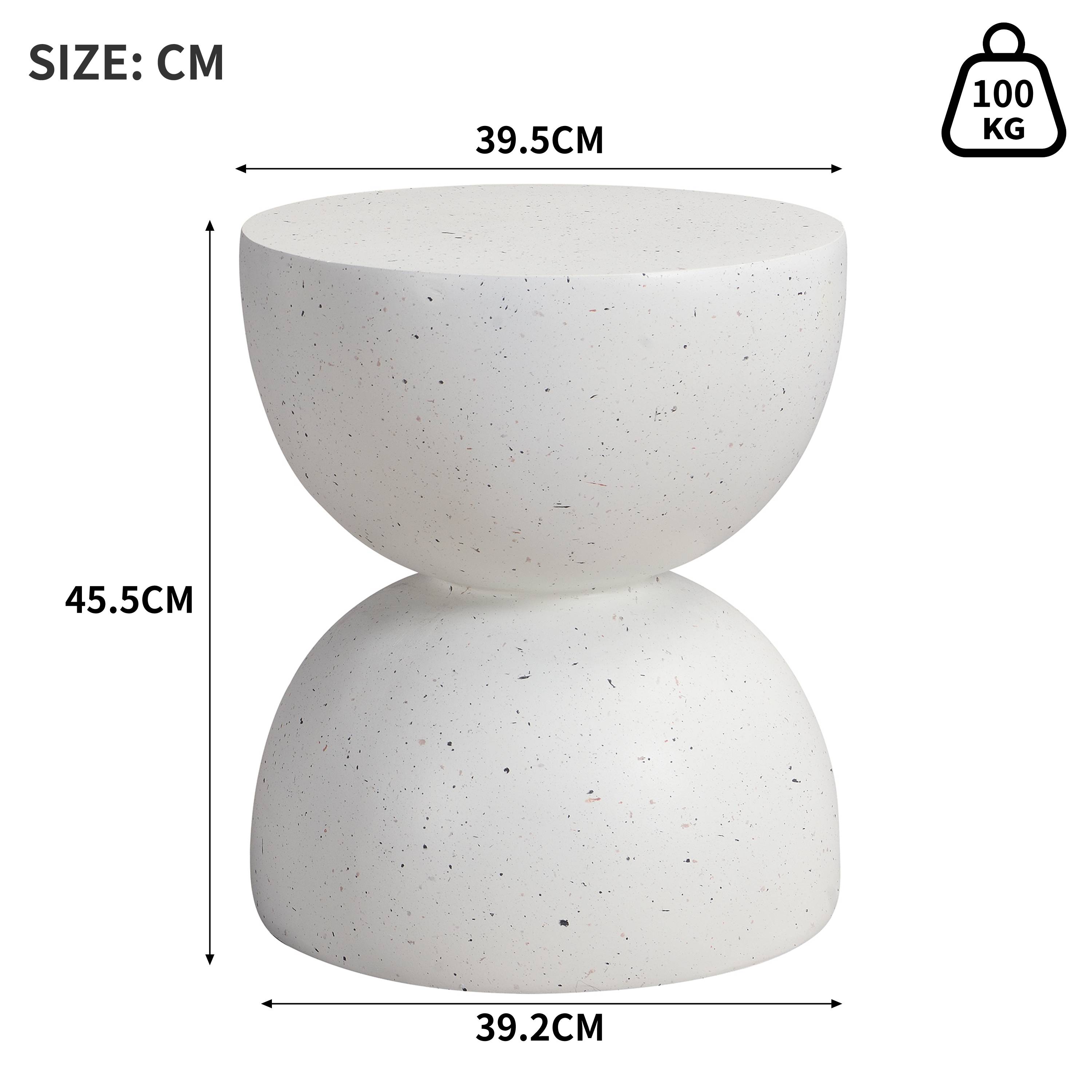 Table d'appoint ronde extérieure en oxyde de magnésium pour jardin balcon Ø39,5cm Terrazzo Blanc - ComfortXL Outdoor Living - Image 6