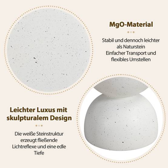 Table d'appoint ronde extérieure en oxyde de magnésium pour jardin balcon Ø39,5cm Terrazzo Blanc - ComfortXL Outdoor Living - Image 8