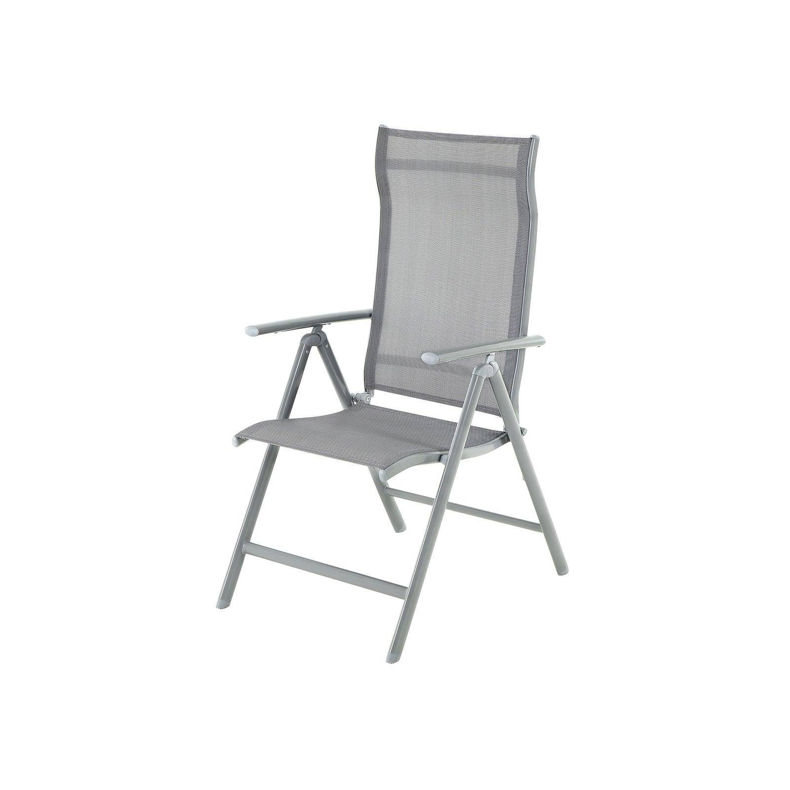 Helloshop26 - Chaise de jardin pliable siège d'extérieur cadre en aluminium robuste dossier réglable sur 8 positions charge 150 kg gris - Imagen 2
