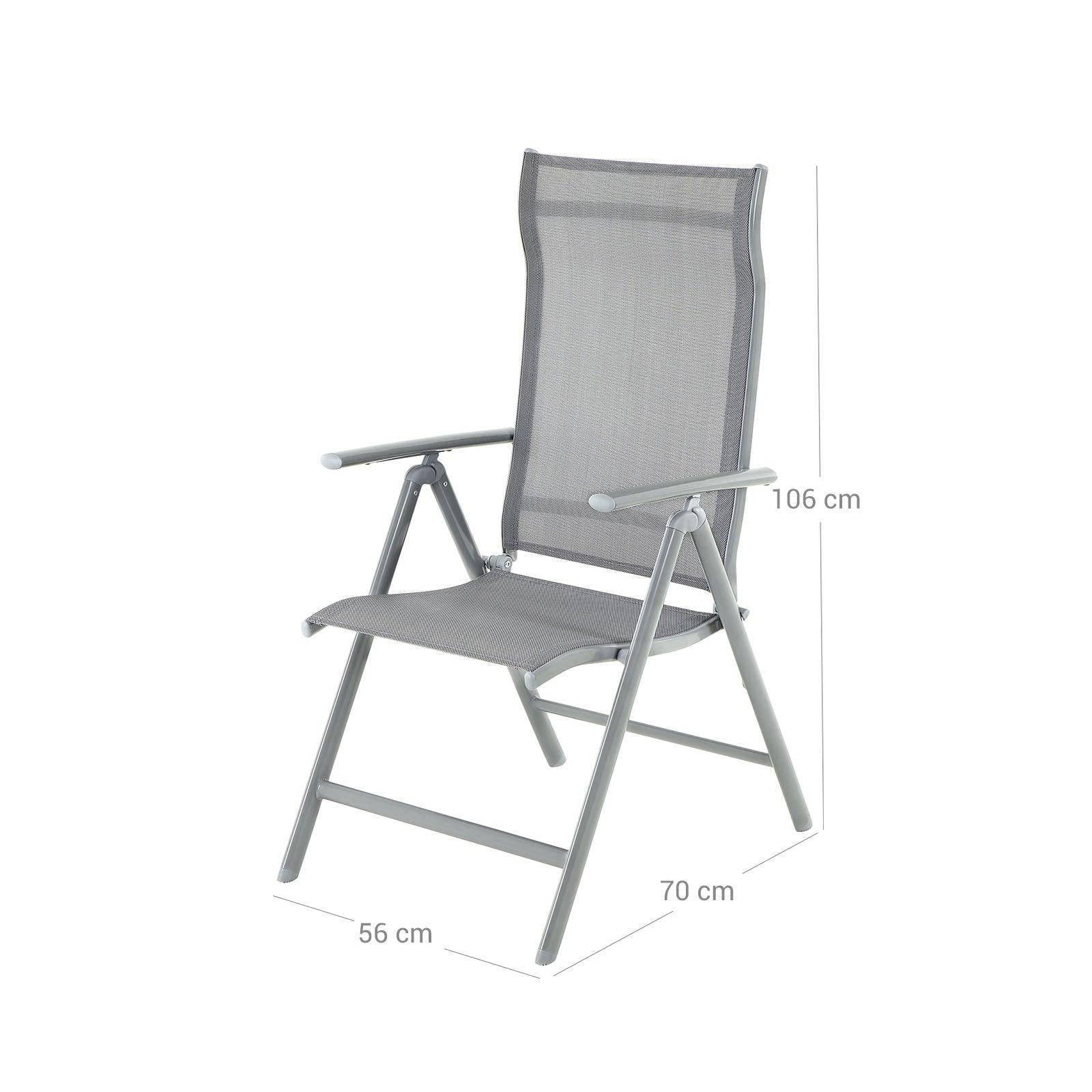 Helloshop26 - Chaise de jardin pliable siège d'extérieur cadre en aluminium robuste dossier réglable sur 8 positions charge 150 kg gris - Imagen 6