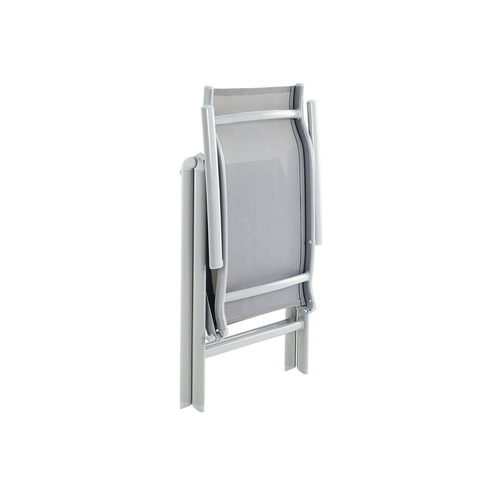 Helloshop26 - Chaise de jardin pliable siège d'extérieur cadre en aluminium robuste dossier réglable sur 8 positions charge 150 kg gris - Imagen 5
