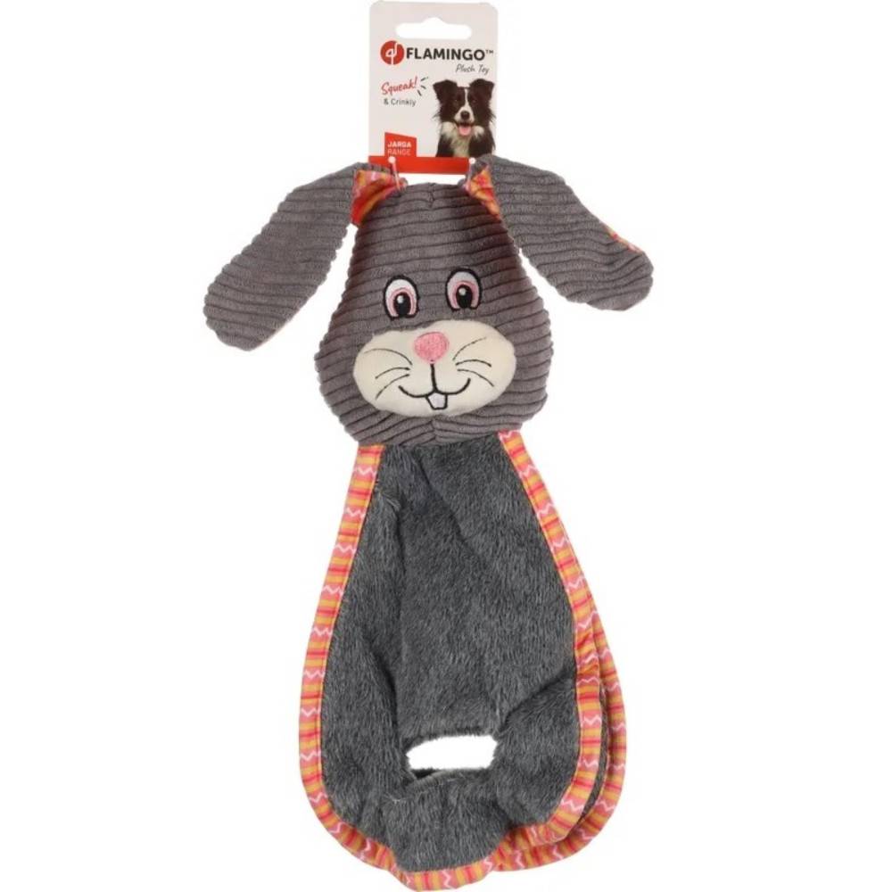 Flamingo - Lapin gris tissus bruissant, 42 cm, jouet peluche pour chien - Imagen 3