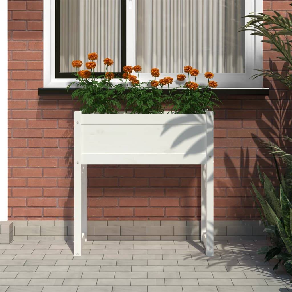 Maison Chic - Jardinière, Bac à fleurs, Pot de fleurs Blanc 78x40x81 cm Bois massif de pin - Imagen 3