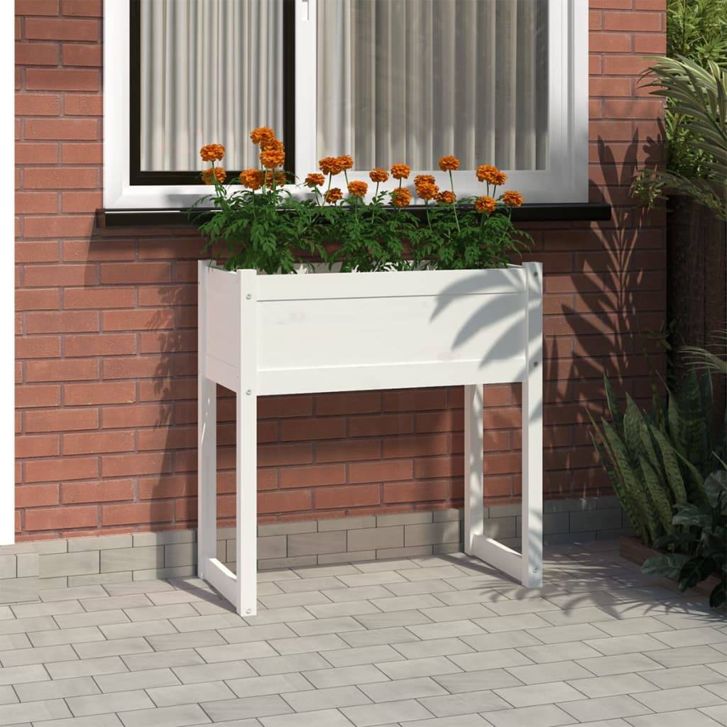 Maison Chic - Jardinière, Bac à fleurs, Pot de fleurs Blanc 78x40x81 cm Bois massif de pin - Imagen 2