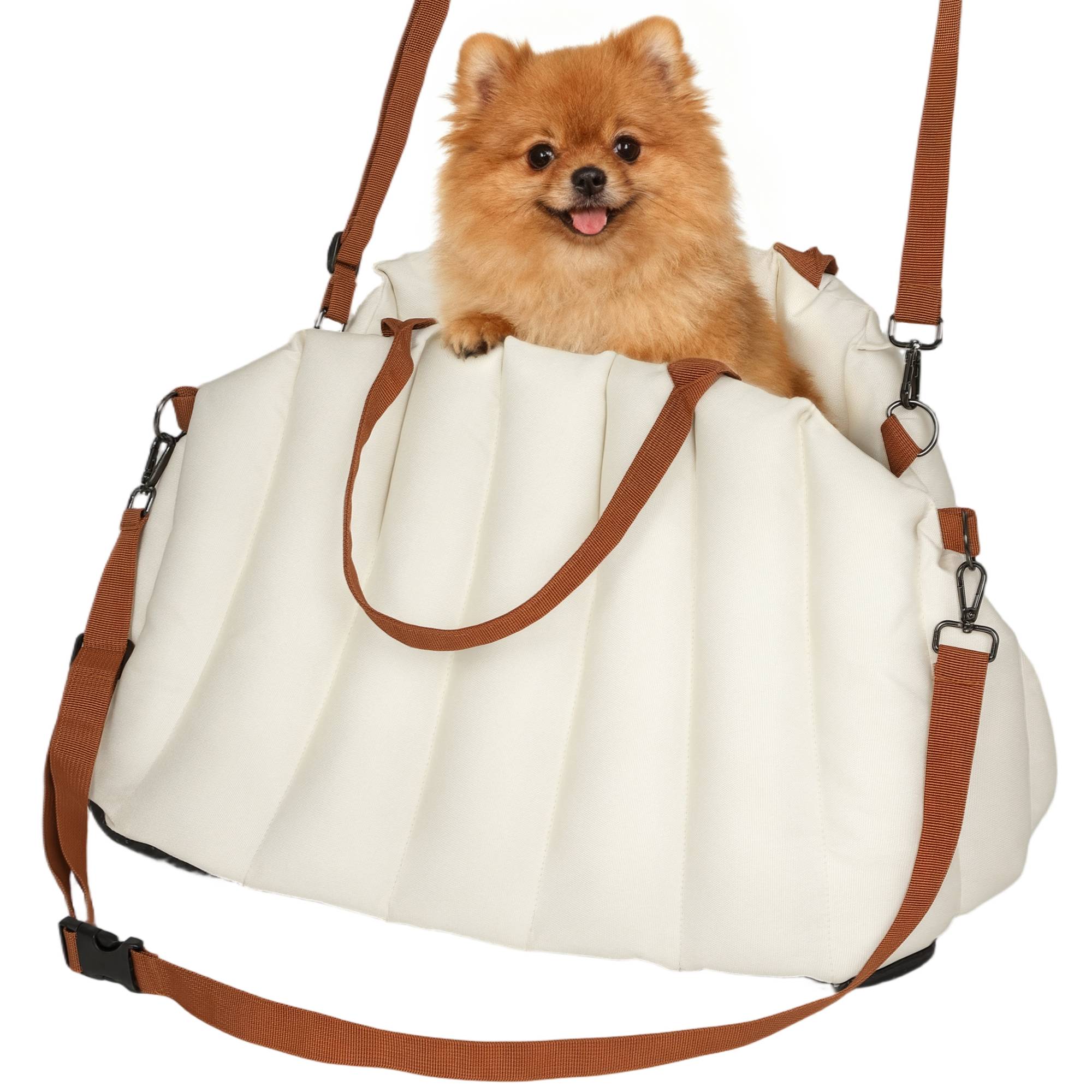 Sac de transport pour chien tissu Oxford blanc crème 50 x 30 x 31 cm - PANGIVO - Image 1