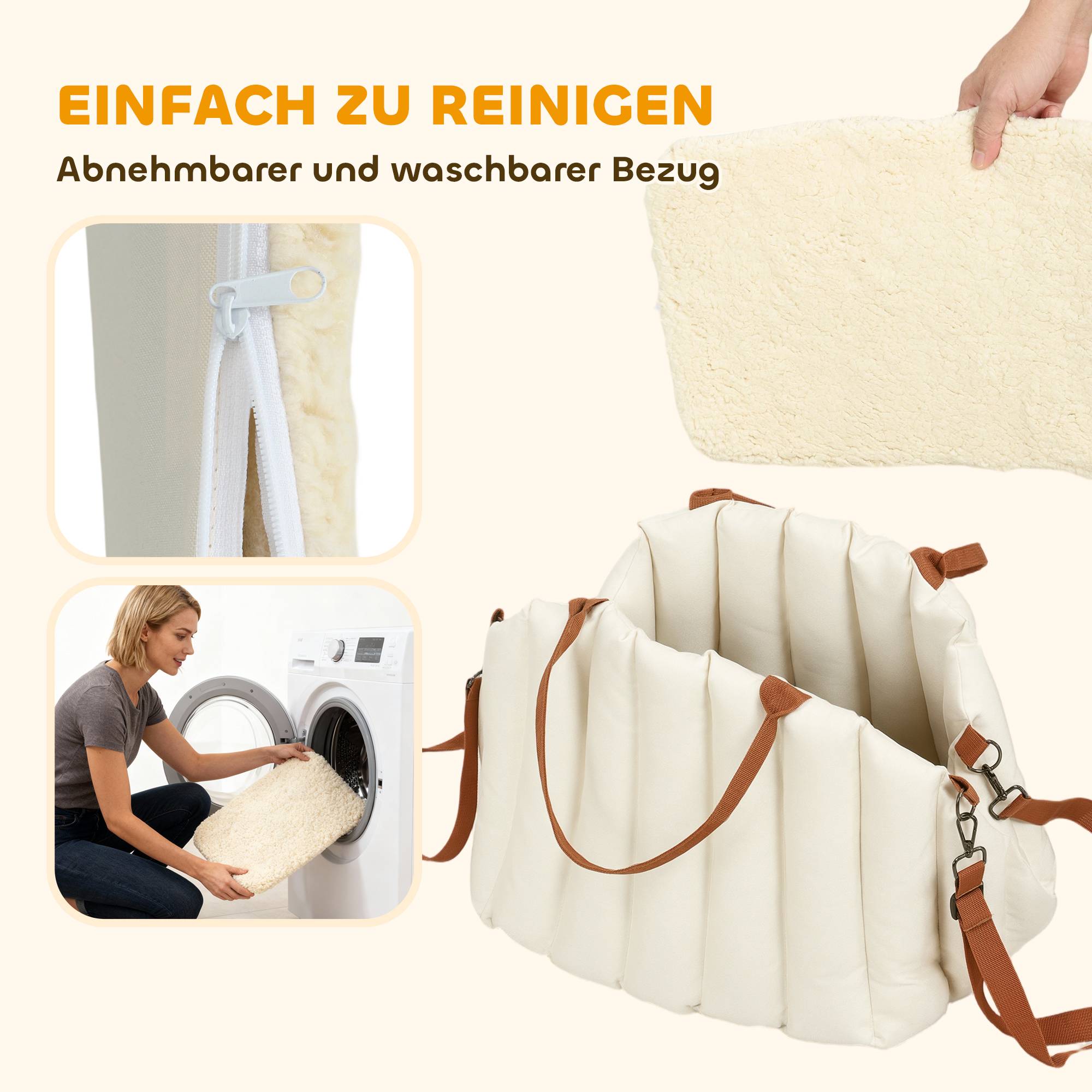 Sac de transport pour chien tissu Oxford blanc crème 50 x 30 x 31 cm - PANGIVO - Image 9
