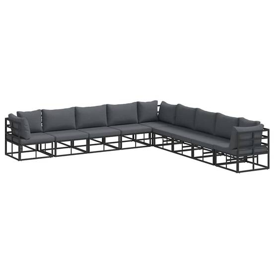 Salon de Jardin Complet Aluminium Modulable 9 Places avec Table Basse pour Terrasse Noir – ComfortXL Outdoor Living - Image 2