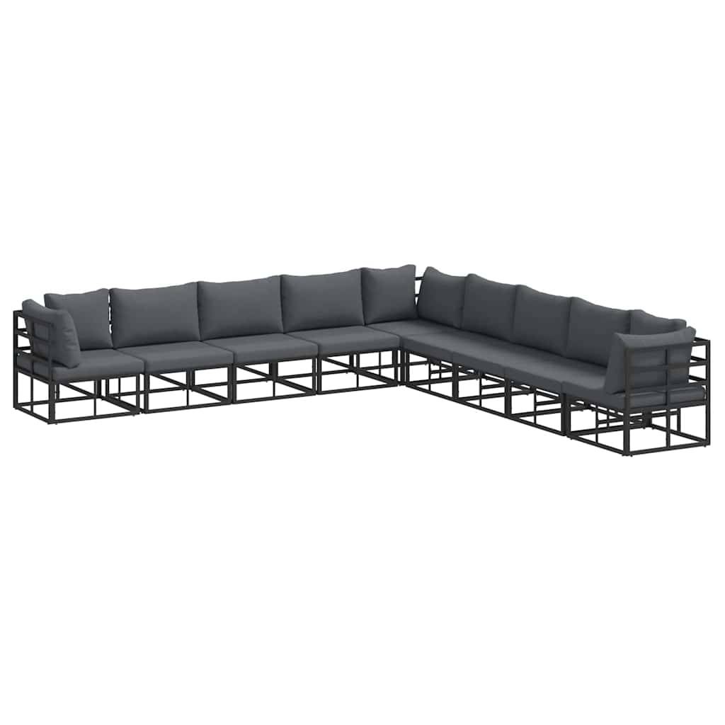 Salon de Jardin Complet Aluminium Modulable 9 Places avec Table Basse pour Terrasse Noir – ComfortXL Outdoor Living - Image 2
