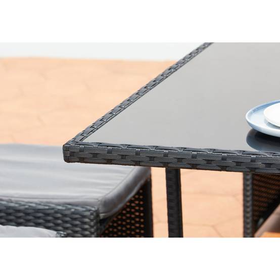 Table et chaises 6 places encastrables en résine noir-gris MIAMI - Image 6