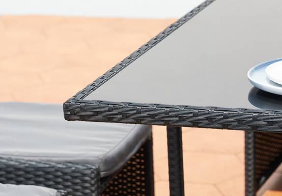 Table et chaises 6 places encastrables en résine noir-gris MIAMI - Image 5