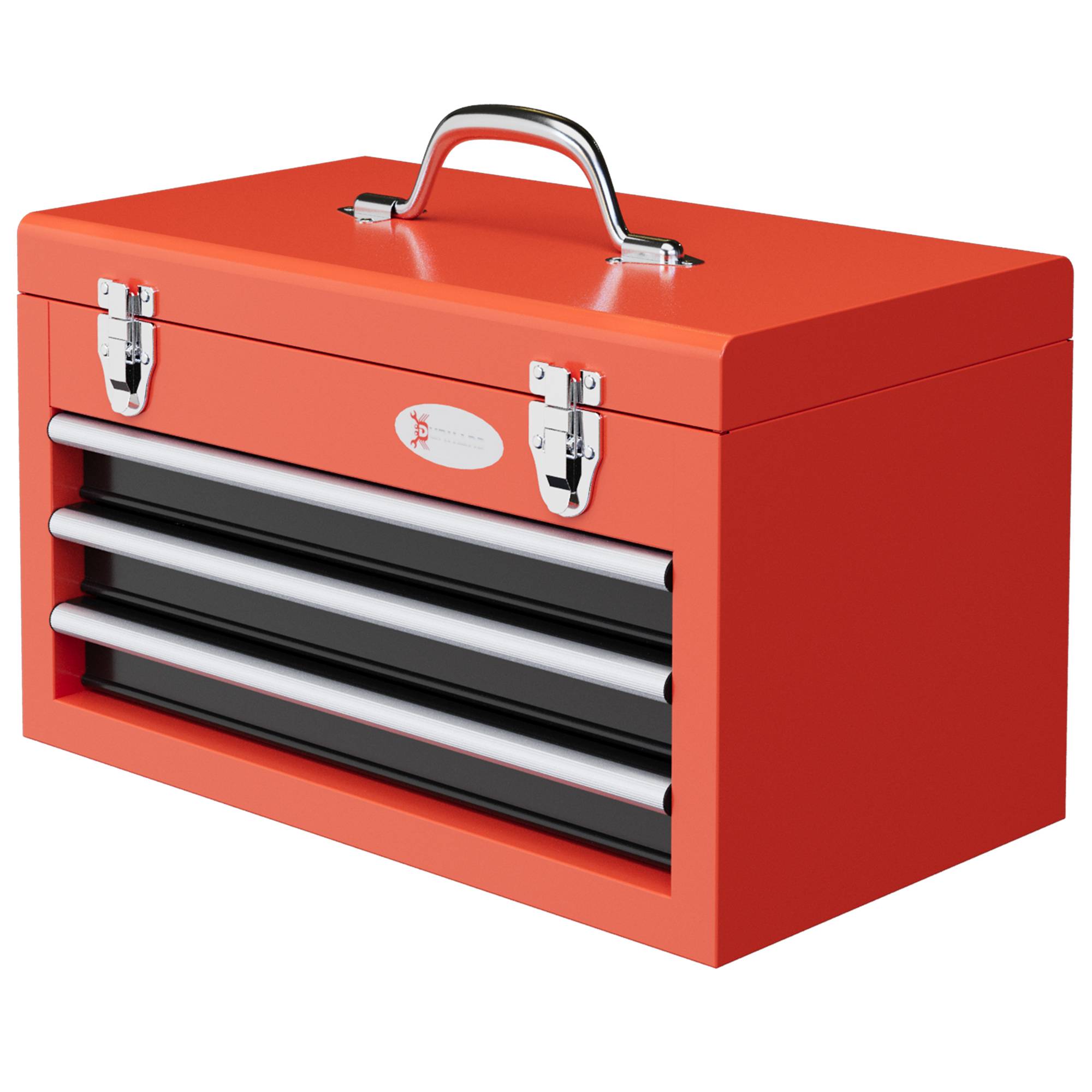 Sans Marque - Boîte à outils avec 3 tiroirs, 1 compartiment, fixations robustes en acier, 45 x 24 x 27 cm, rouge - Image 1