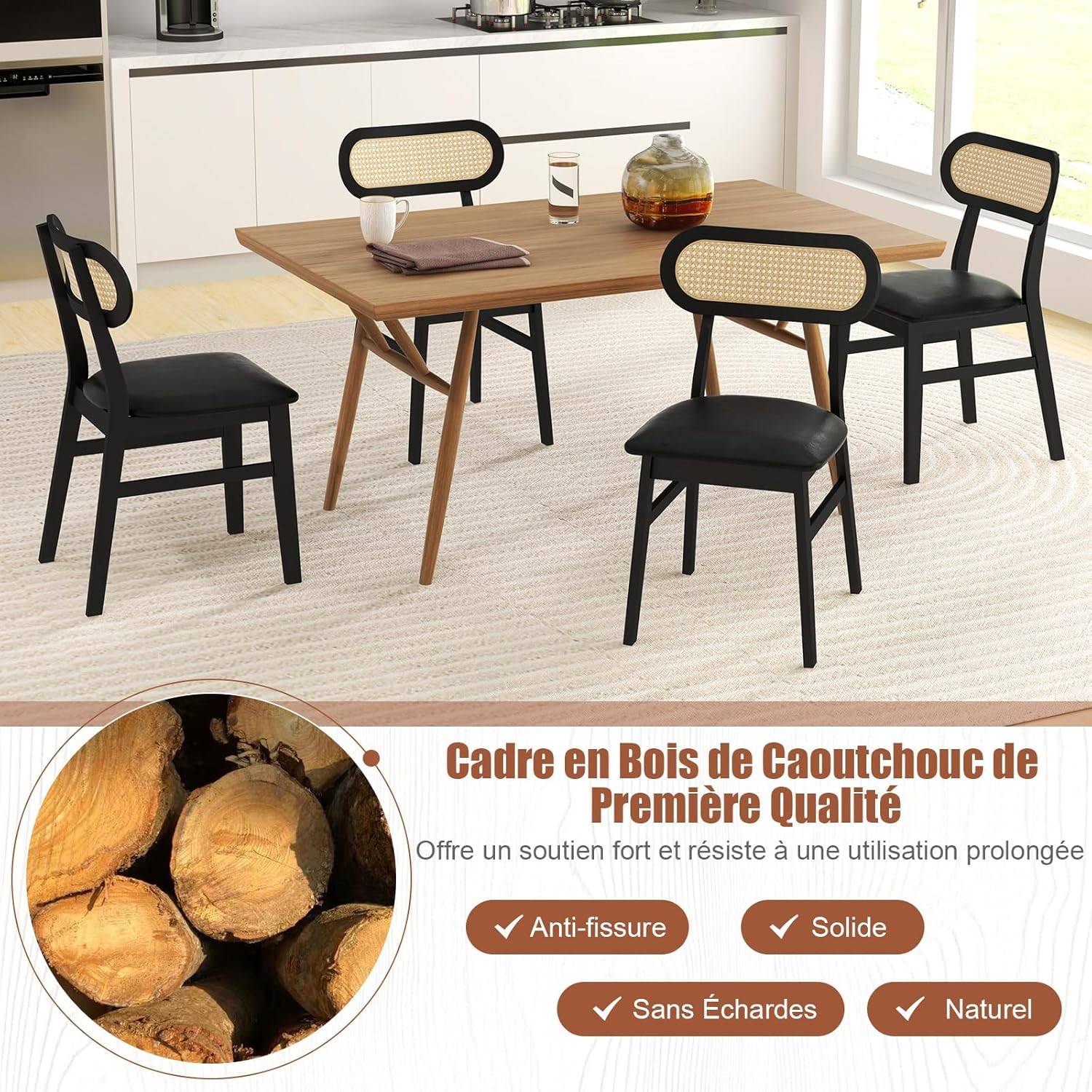 Set 2 Chaises Pepe – Bois Et Métal, Dossier Haut, Design Moderne, Neuves