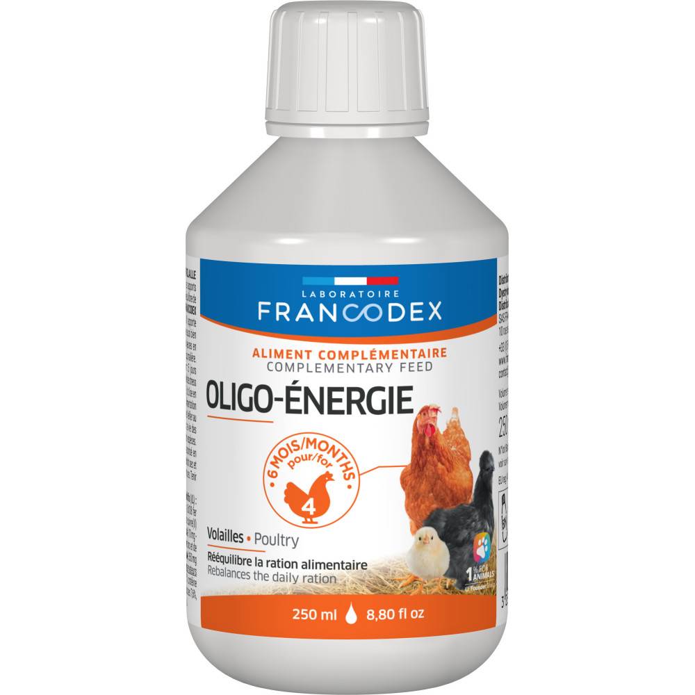 Francodex - Oligo- Énergie rééquilibre la ration alimentaire 250 ml  pour poules - Imagen 1
