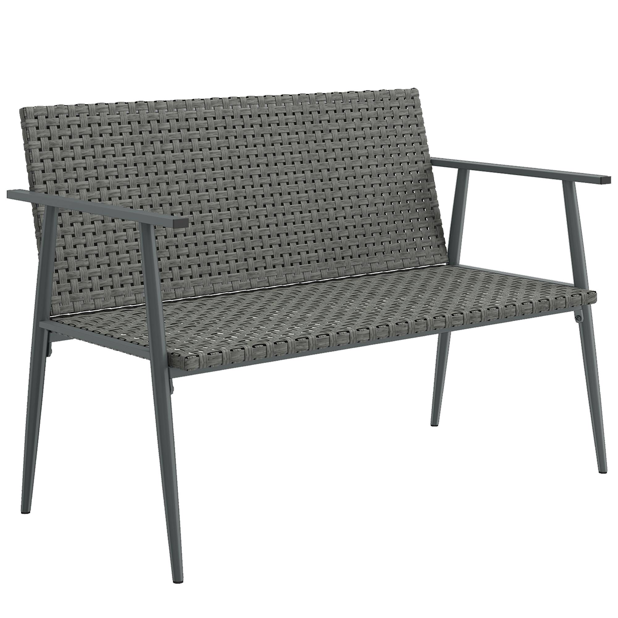 Banc de jardin 2 places résine tressée acier galvanisé terrasse pieds réglables 110cm gris - ComfortXL Outdoor Living - Image 1