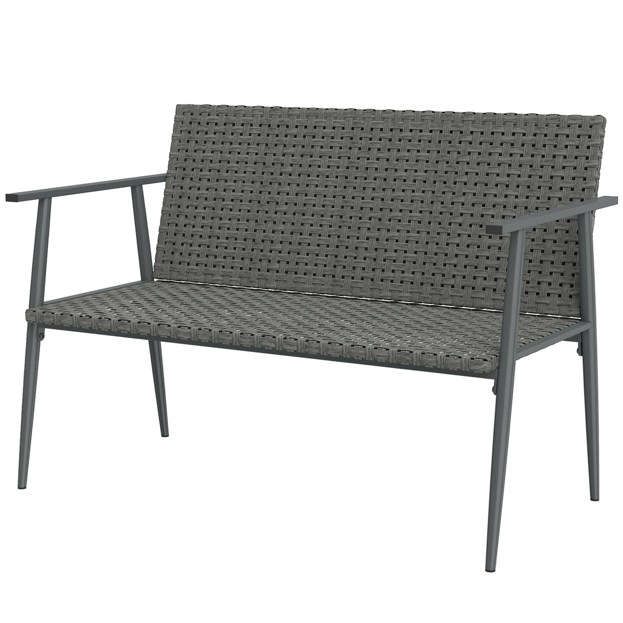Banc de jardin 2 places résine tressée acier galvanisé terrasse pieds réglables 110cm gris - ComfortXL Outdoor Living - Image 2