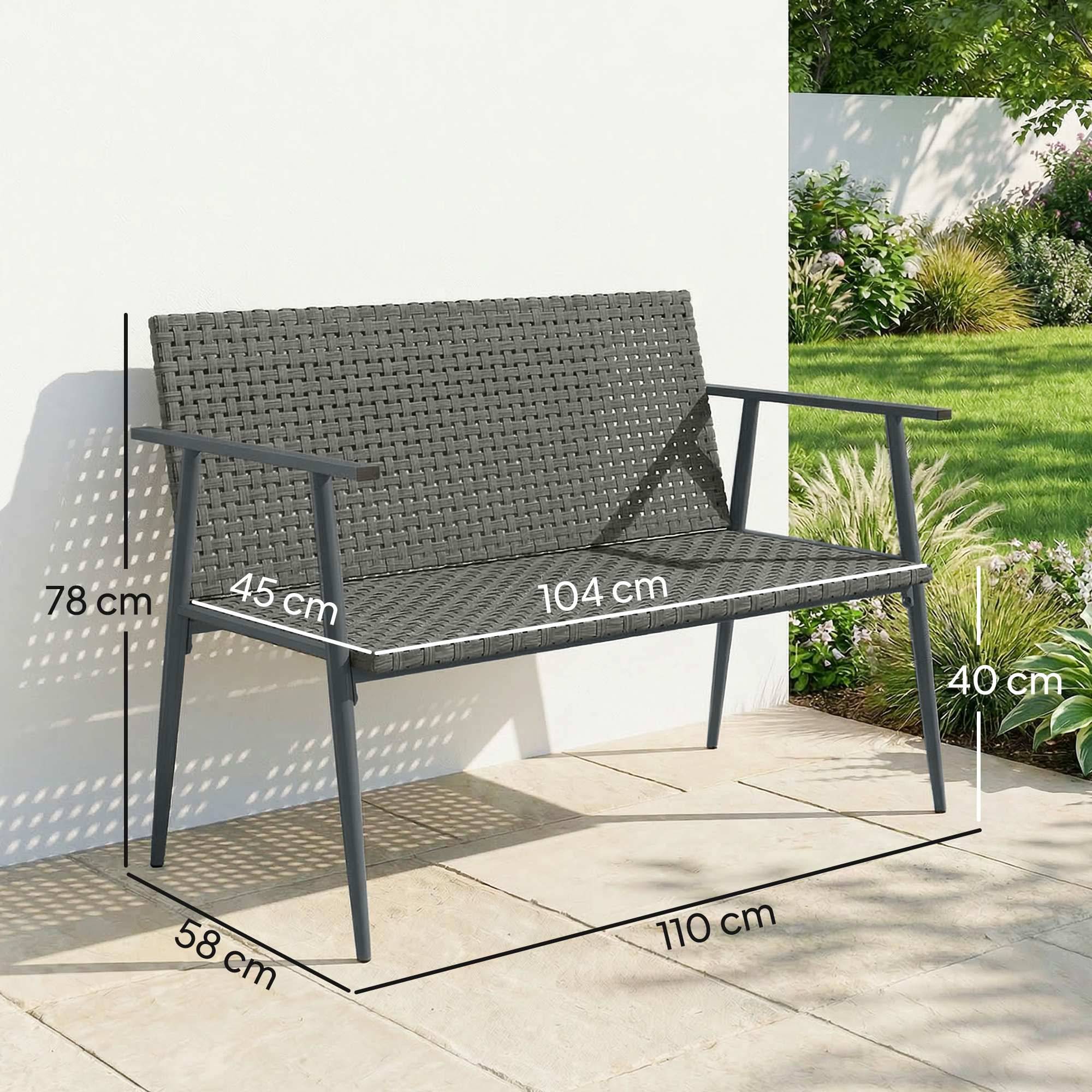 Banc de jardin 2 places résine tressée acier galvanisé terrasse pieds réglables 110cm gris - ComfortXL Outdoor Living - Image 5
