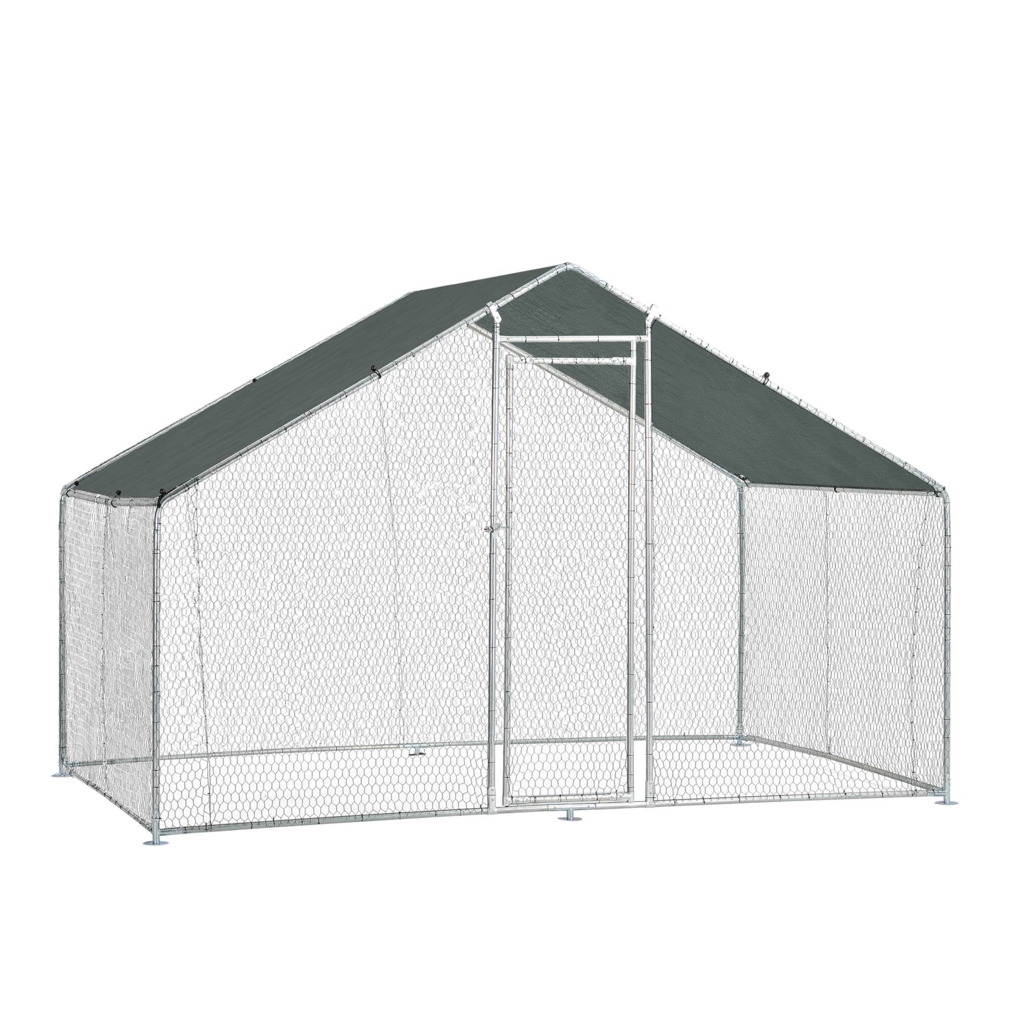Pro.Tec - Enclos Extérieur Wels Volière Acier Galvanisé 3 x 2 x 2 m Argent Vert Foncé [pro.tec] - Imagen 3