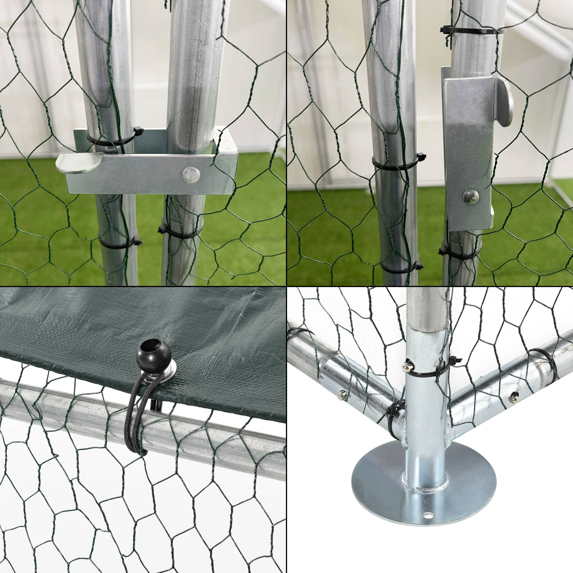 Pro.Tec - Enclos Extérieur Wels Volière Acier Galvanisé 3 x 2 x 2 m Argent Vert Foncé [pro.tec] - Imagen 6