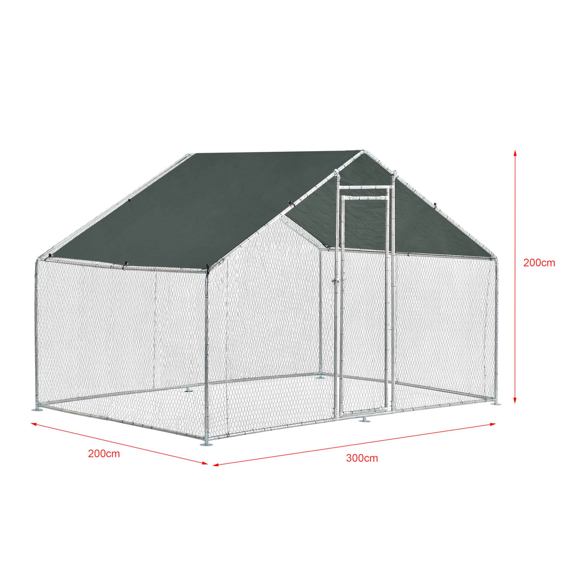 Pro.Tec - Enclos Extérieur Wels Volière Acier Galvanisé 3 x 2 x 2 m Argent Vert Foncé [pro.tec] - Imagen 4