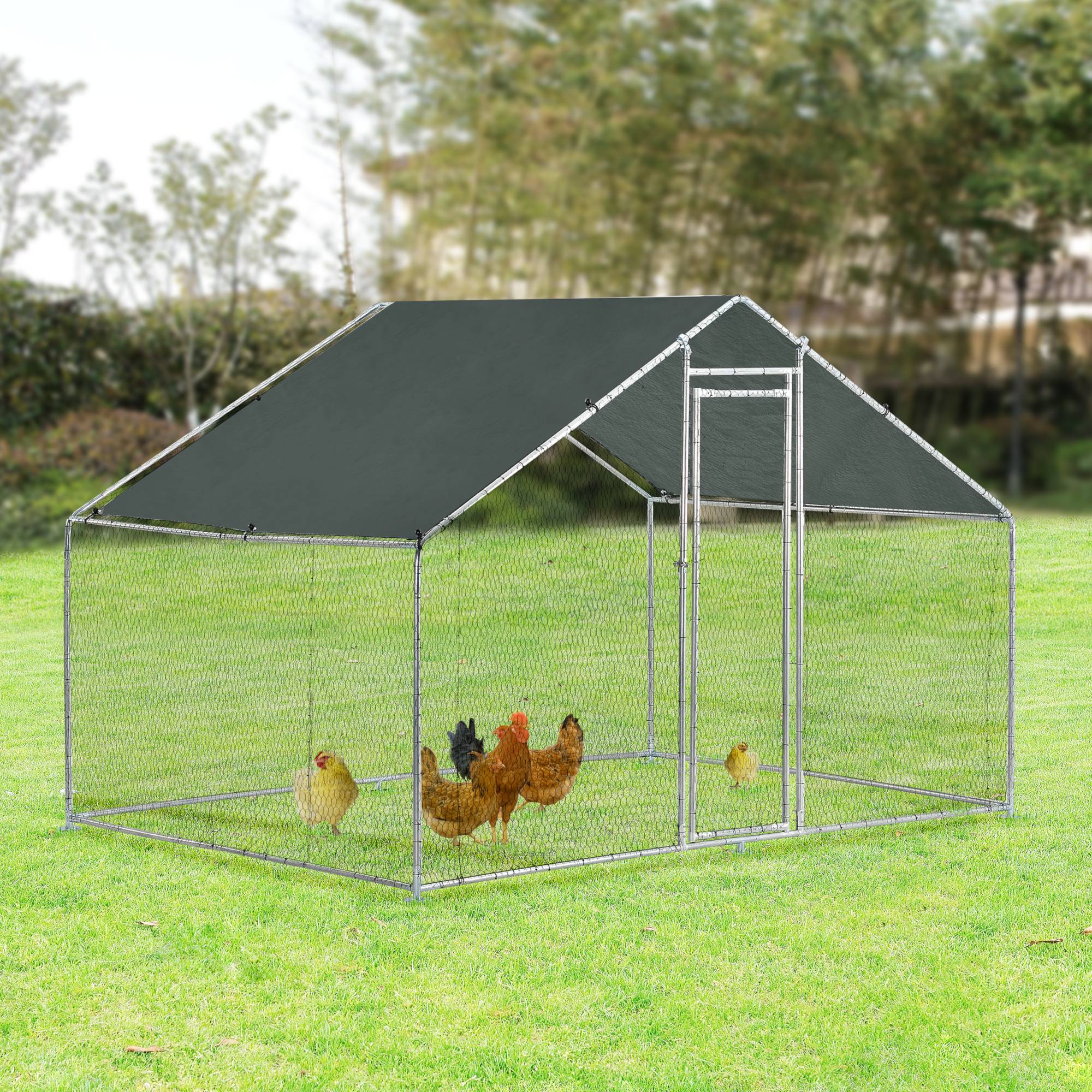 Pro.Tec - Enclos Extérieur Wels Volière Acier Galvanisé 3 x 2 x 2 m Argent Vert Foncé [pro.tec] - Imagen 2