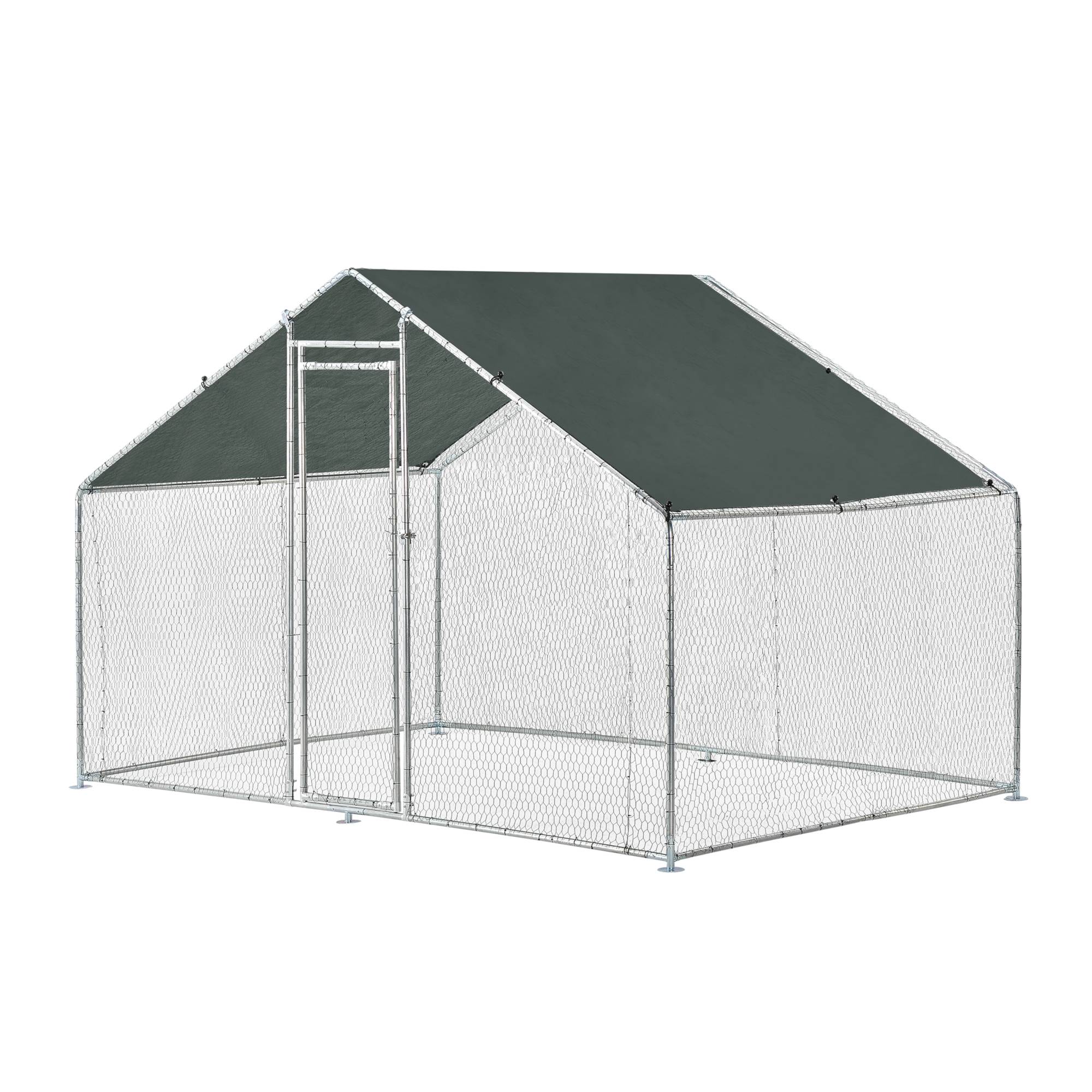 Pro.Tec - Enclos Extérieur Wels Volière Acier Galvanisé 3 x 2 x 2 m Argent Vert Foncé [pro.tec] - Imagen 1