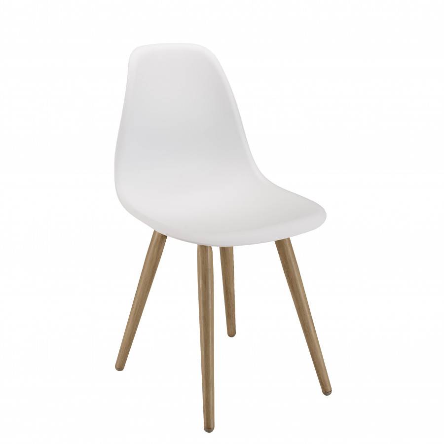 Macabane - MALO - SALON DE JARDIN 4 PERS. - 1 Table ronde 120x120cm et 4 chaises blanches pieds couleur naturelle - Imagen 9