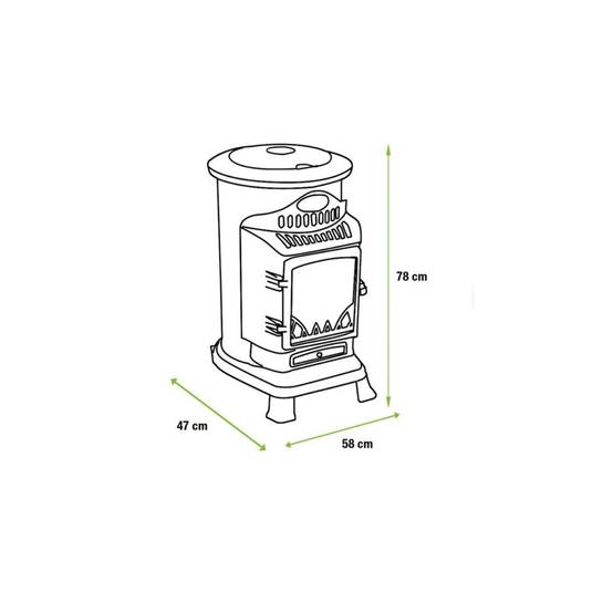 Pack de 2 Poêles à gaz Noir Provence en fonte 3,4KW Effet feu Chauffage d'appoint gaz sur roues - Imagen 5