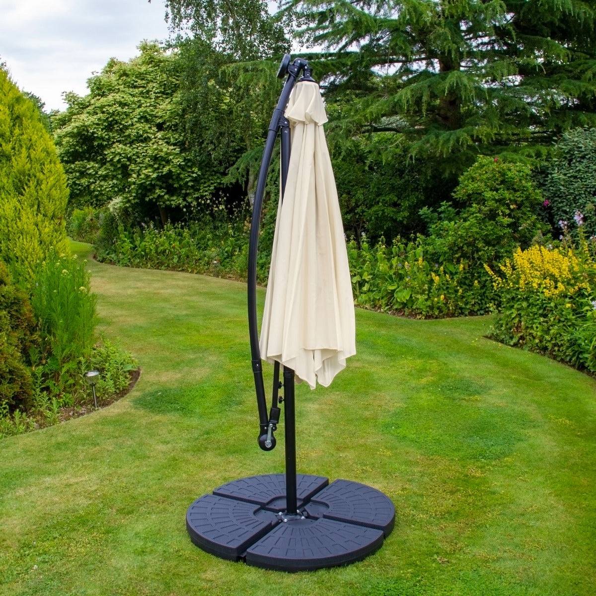 Monstershop - Parasol Crème 3m avec LED's Intégrés avec Base Ronde - Imagen 4
