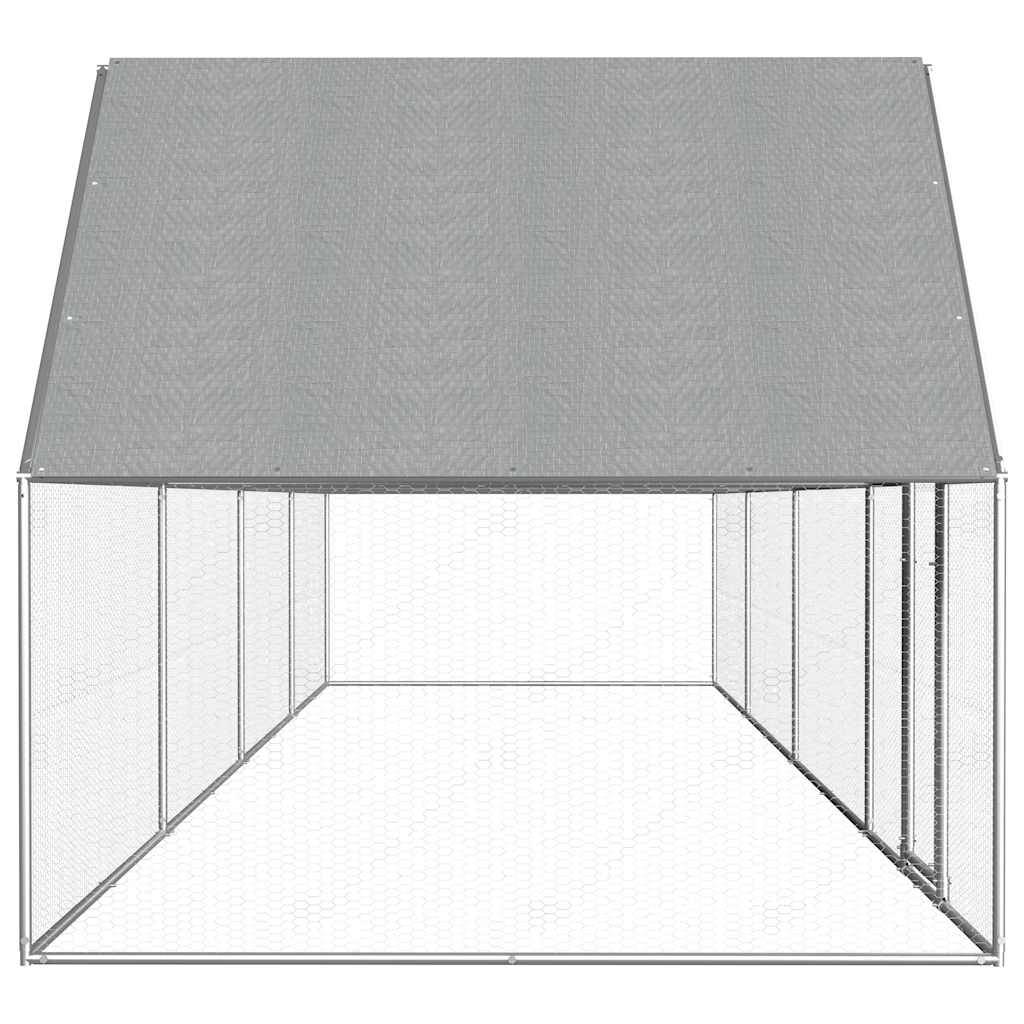Enclos poulailler 8x2x2m acier galvanisé pour jardin extérieur Argenté – ComfortXL Outdoor Living - Image 3