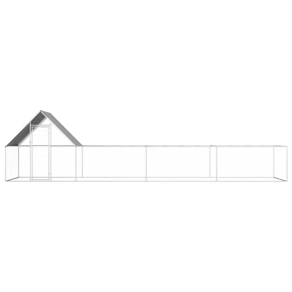 Enclos poulailler 8x2x2m acier galvanisé pour jardin extérieur Argenté – ComfortXL Outdoor Living - Image 2