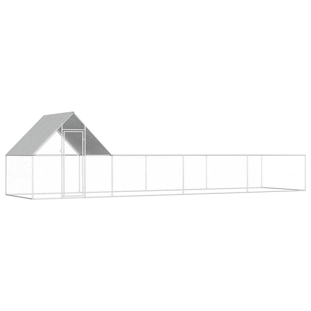 Enclos poulailler 8x2x2m acier galvanisé pour jardin extérieur Argenté – ComfortXL Outdoor Living