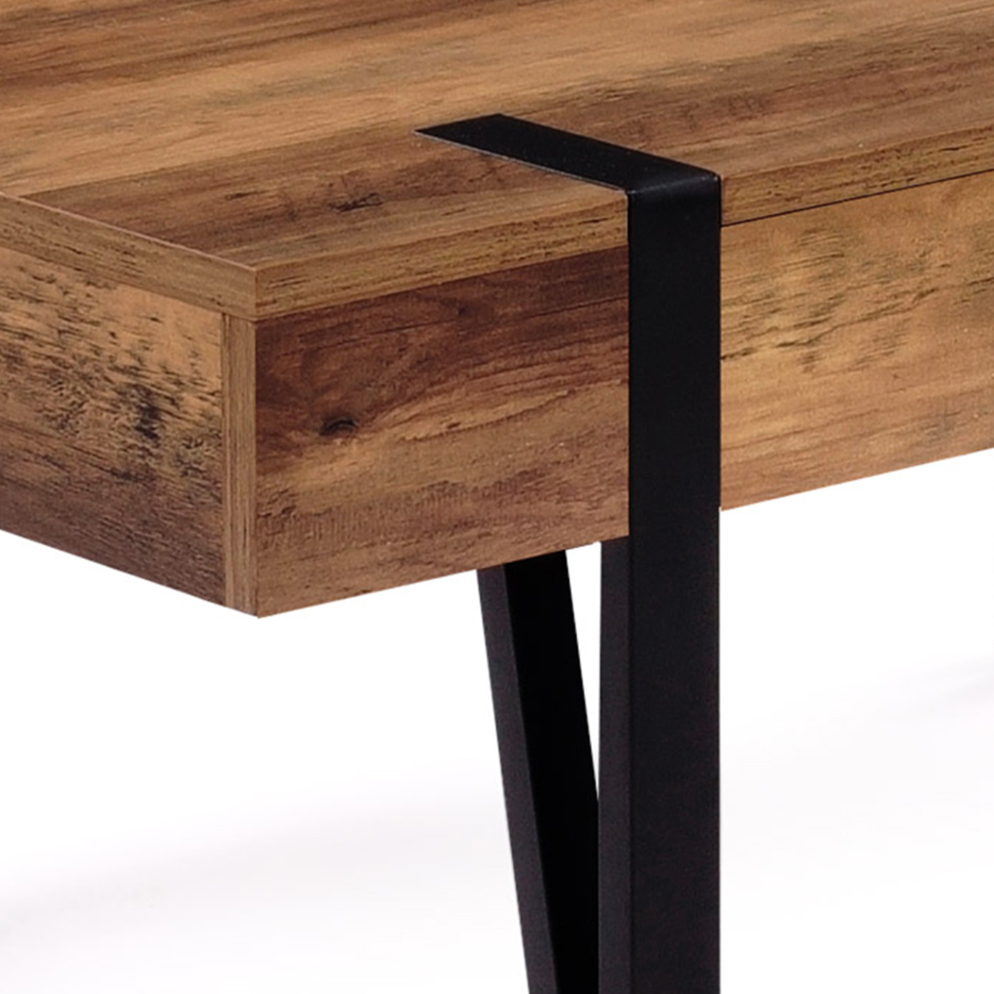 Table basse rectangulaire 1 tiroir AUSTRIA 100 cm bois pied épingle noir - Image 6