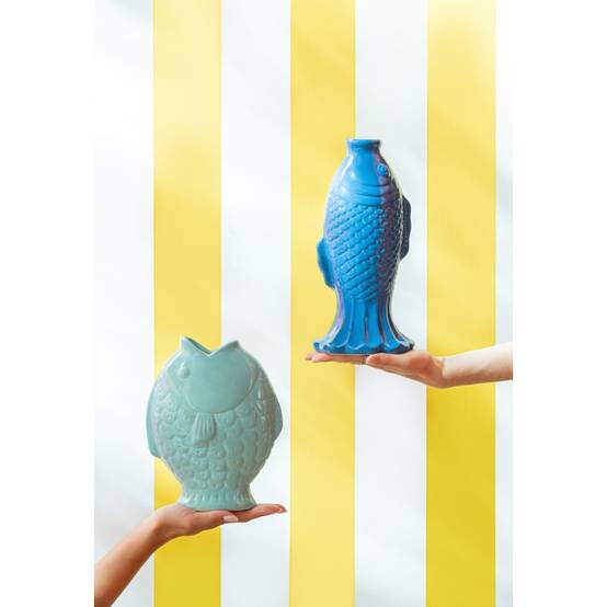J-Line - Vase poisson en grès bleu 17.8x10.5x22.8 cm - J-Line - Image 2