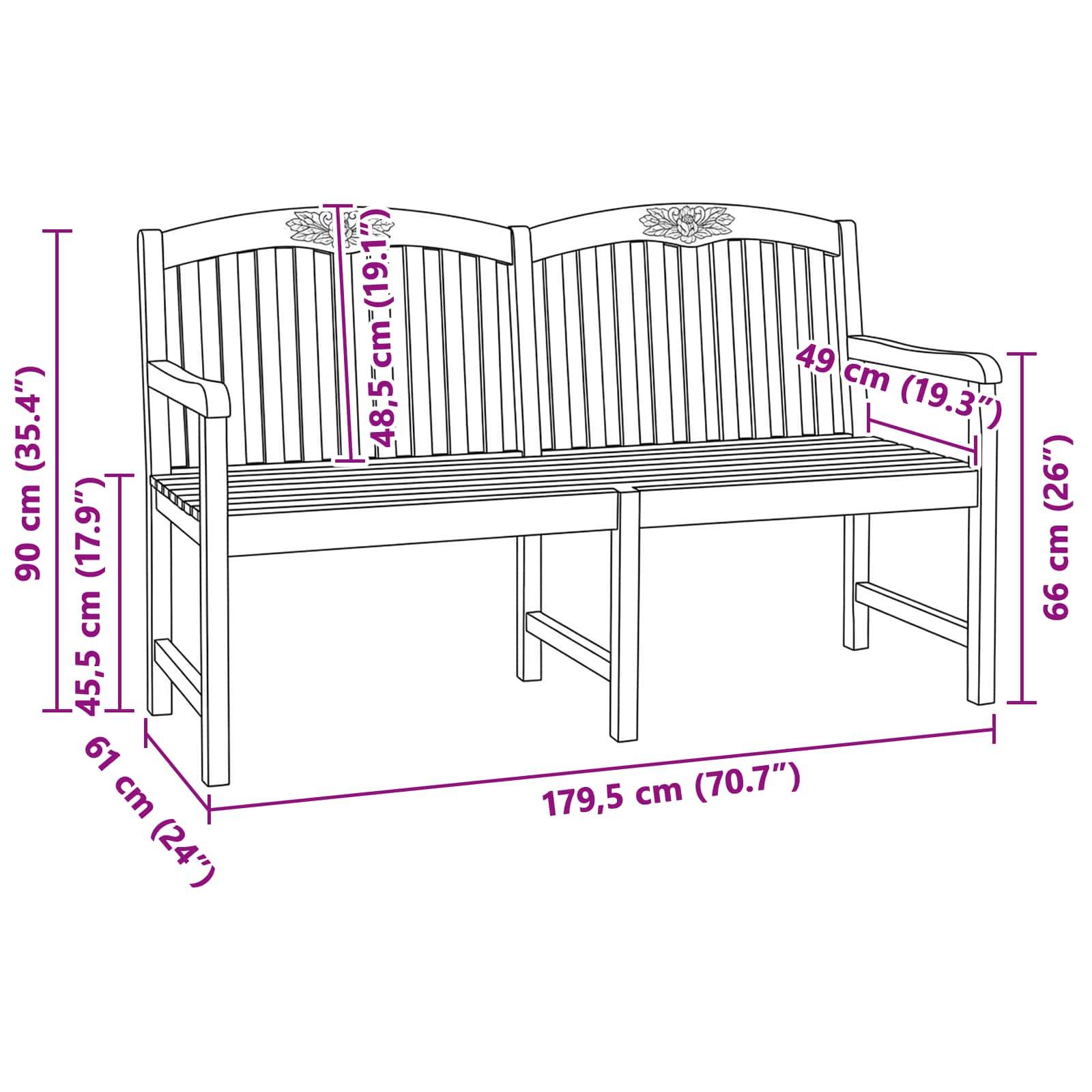 PANGIVO - Banc de jardin bois de teck naturel 179.5 x 61 x 90 cm - PANGIVO - Image 8