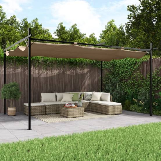 Pergola aluminium et acier taupe 395 x 292 x 230 cm - PANGIVO - Image 1