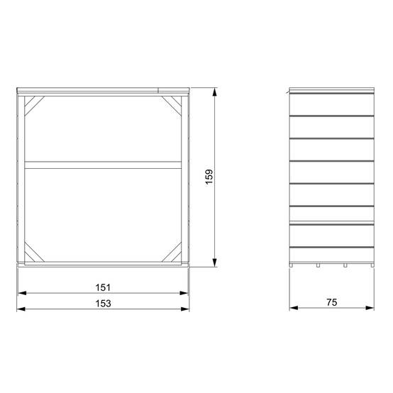 Timbela - Abri à bûches extérieur 1,14 m² / 75x153xH159 cm - Remise extérieure pour bois de chauffage résistante aux intempéries - Timbela M980-1-CAVERN STEEL - Image 4
