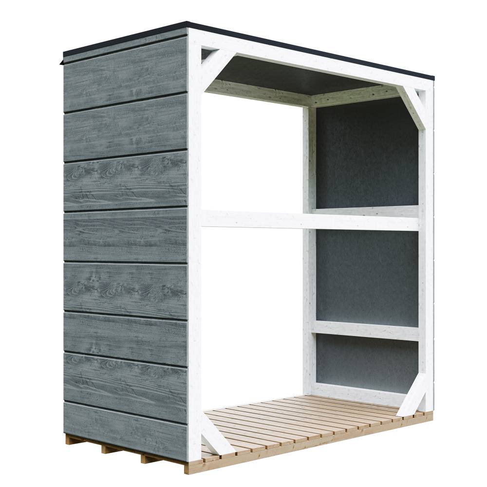 Timbela - Abri à bûches extérieur 1,14 m² / 75x153xH159 cm - Remise extérieure pour bois de chauffage résistante aux intempéries - Timbela M980-1-CAVERN STEEL - Image 2