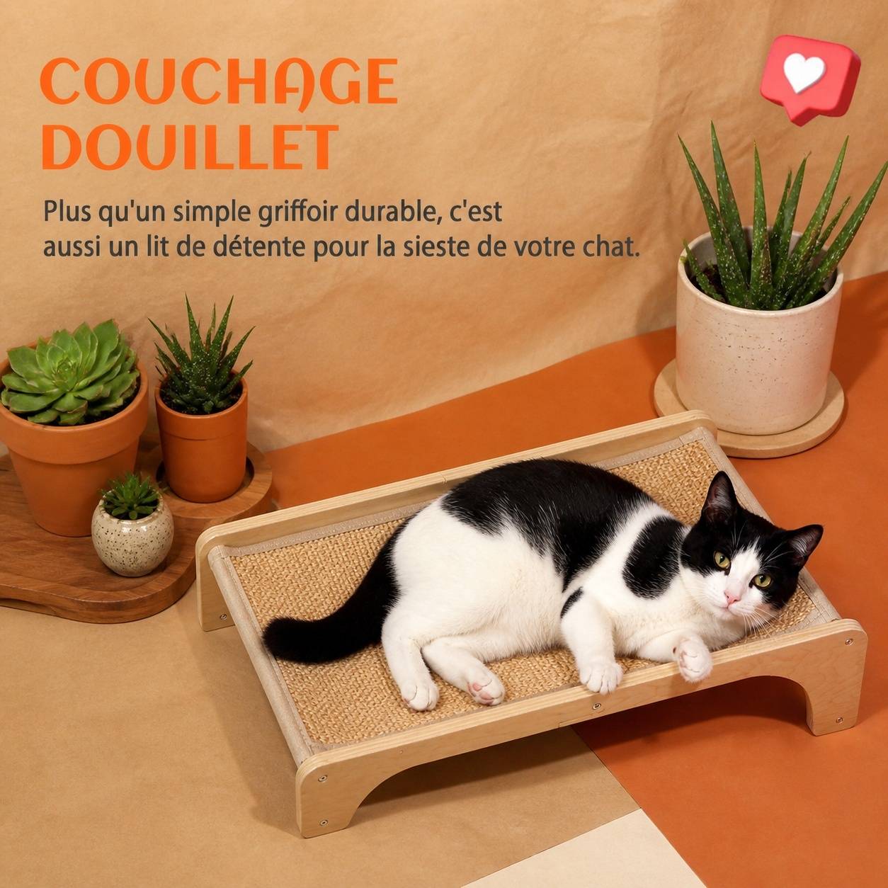 Grattoir pour chat en sisal L shape mural ou sol avec souris incluse - Image 7