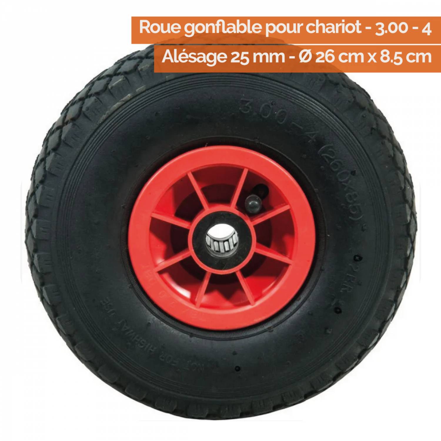 Linxor - Roue gonflable pour chariot 26 x 8.5  cm - Axe 25 mm - Linxor - Imagen 2